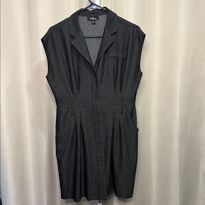 AGB Dress Women's L Black Sleeveless Button Down Collared Career Casual